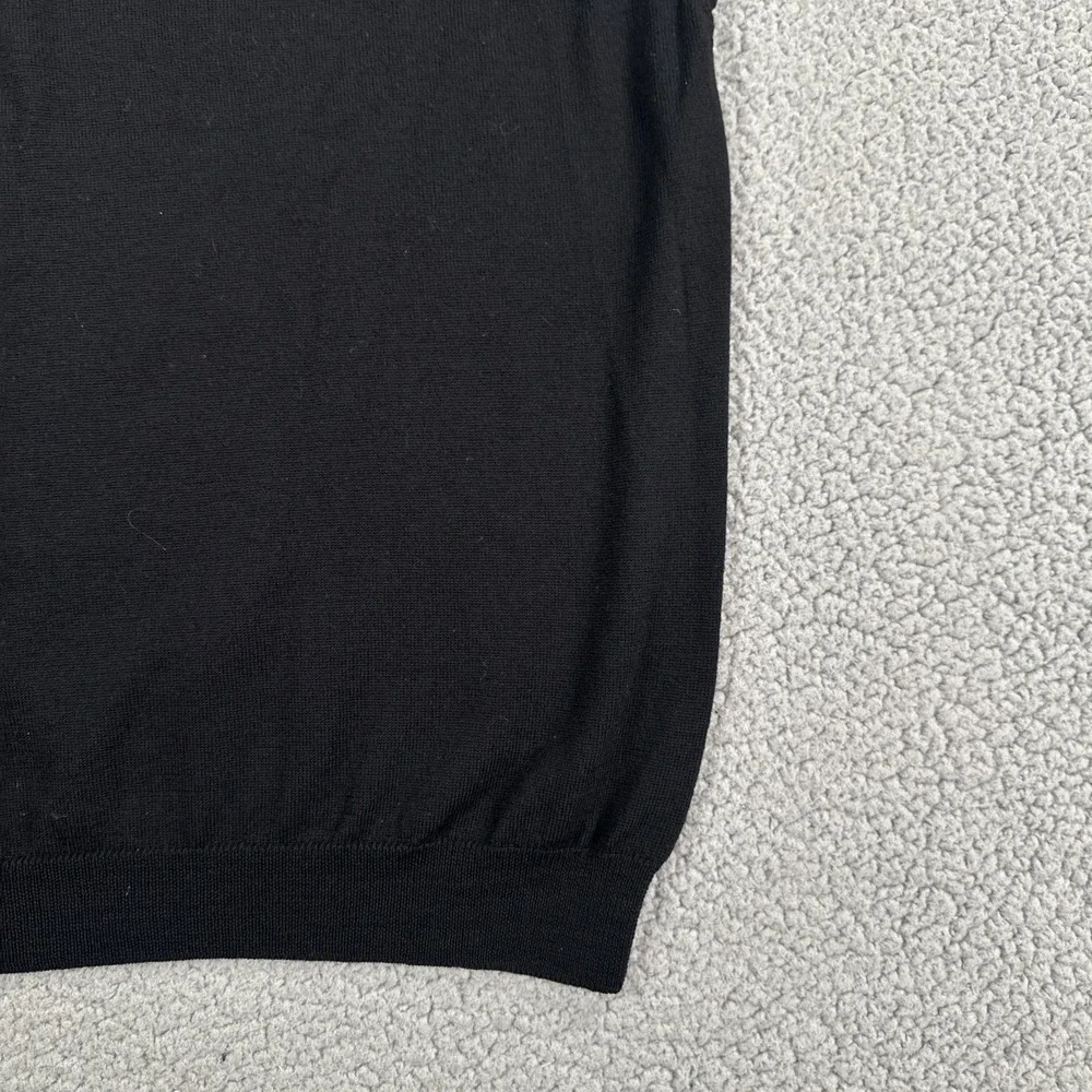 Grant Thomas Italian Merino Wool Sweater Vest Men XL Black V-Neck Made in Italy